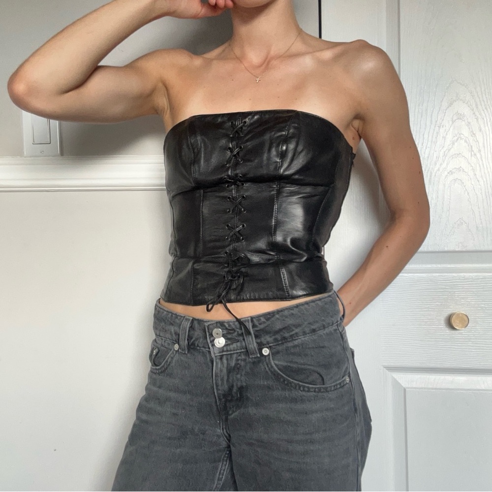 90s Danier Vintage Leather Bustier